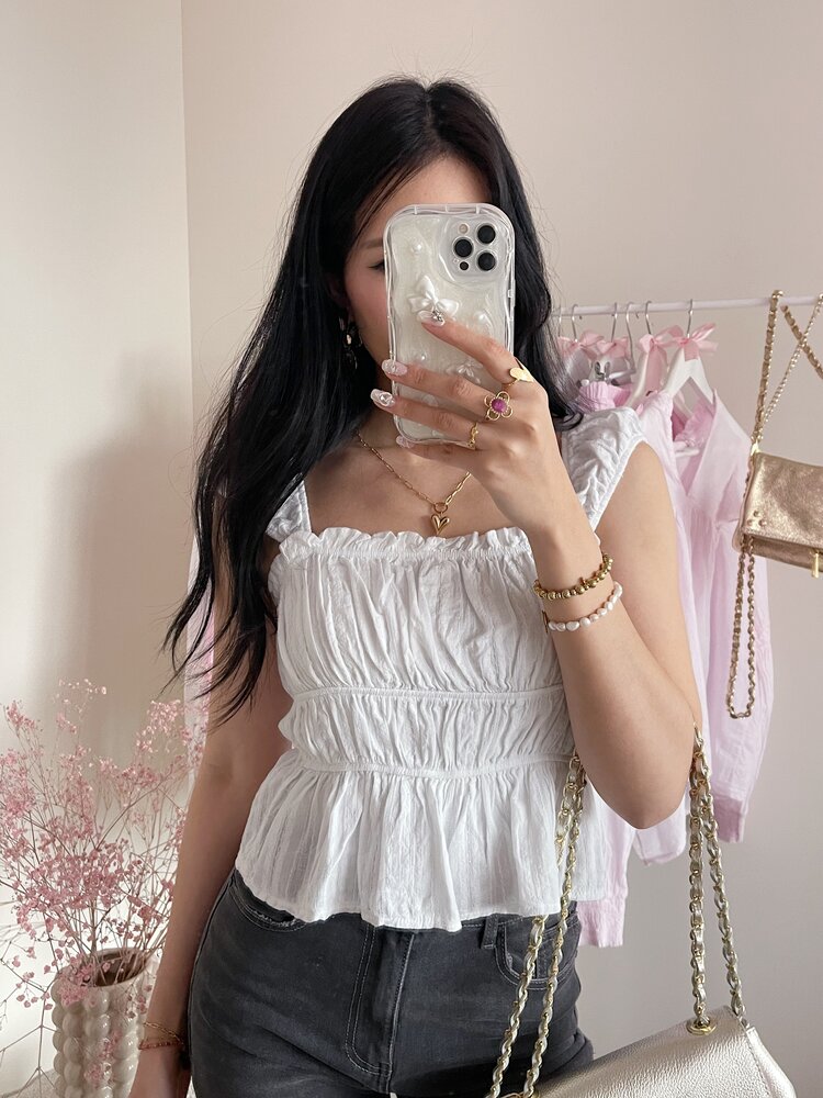 Ella Ruched Top / White