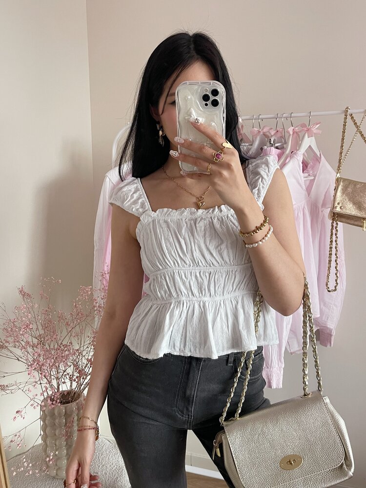 Ella Ruched Top / White