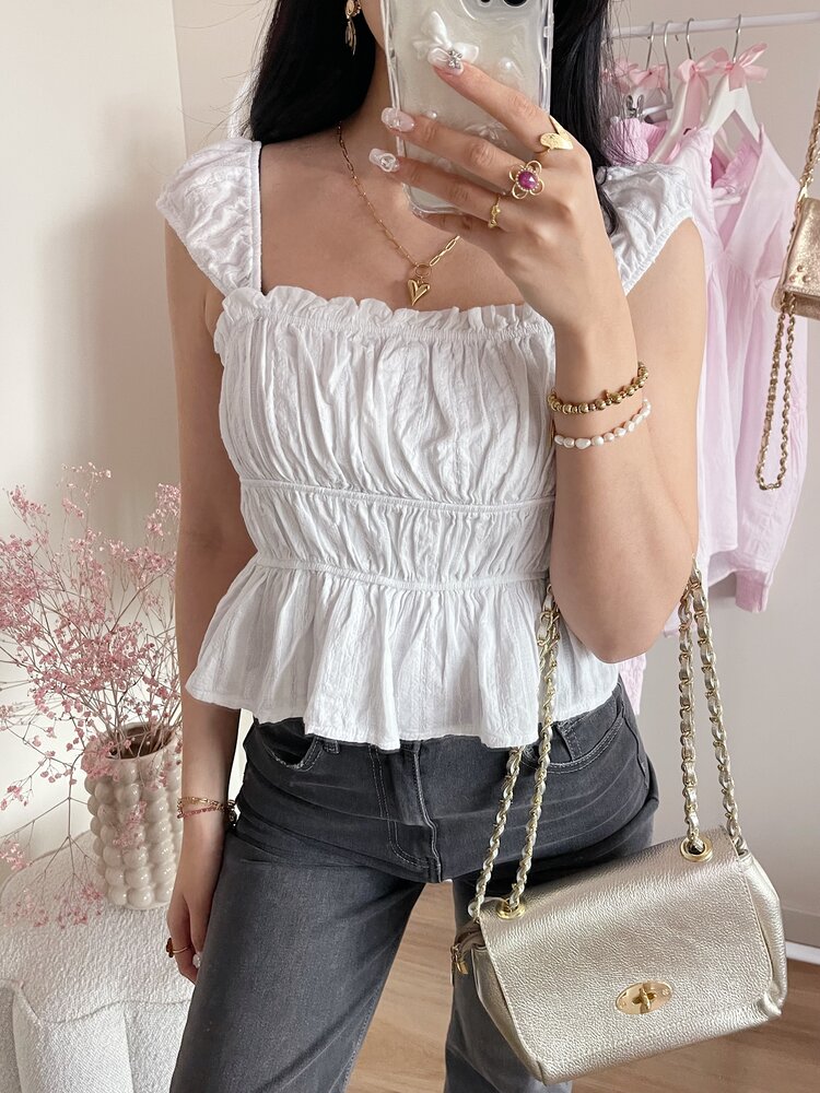 Ella Ruched Top / White