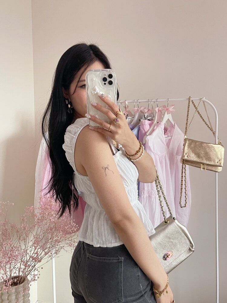 Ella Ruched Top / White