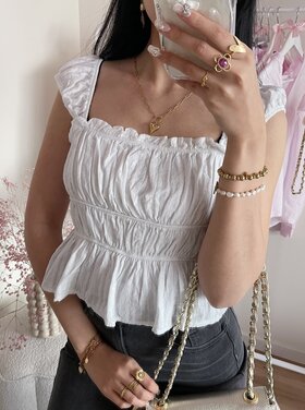 Ella Ruched Top / White