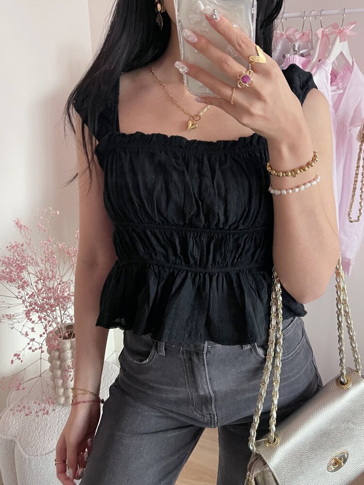 Ella Ruched Top / Black