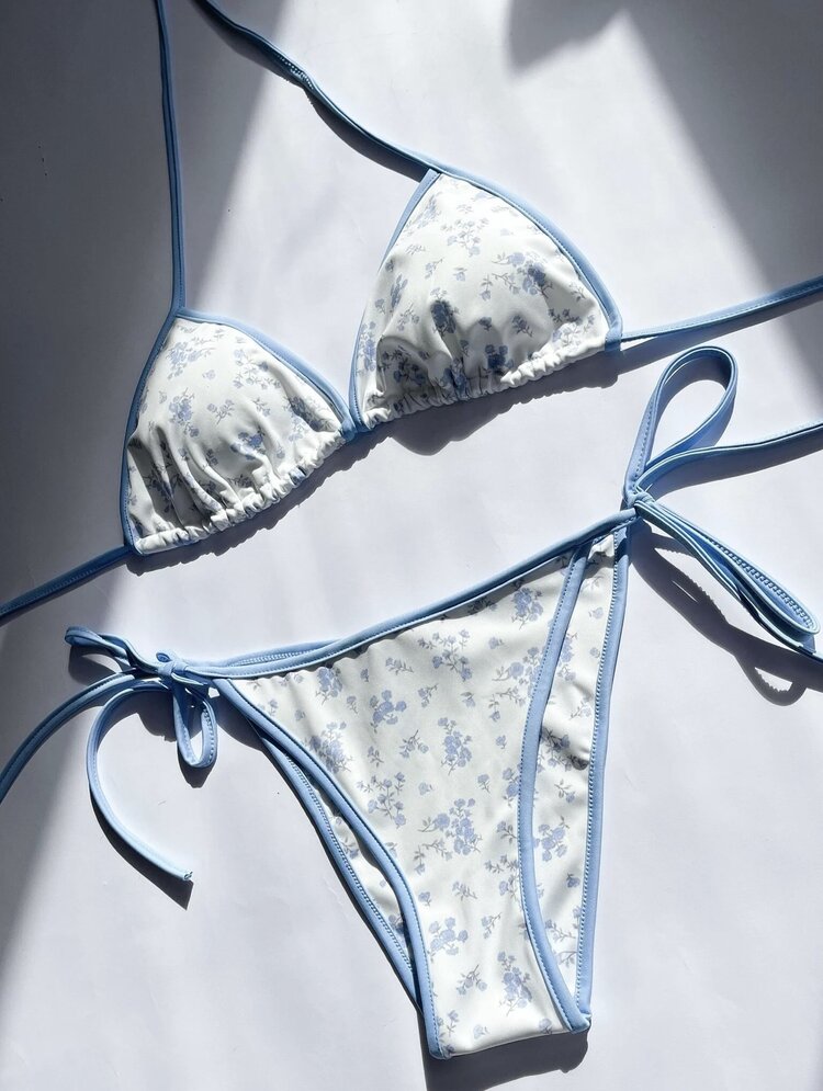 Maelina Flower Bikini Set / Blue