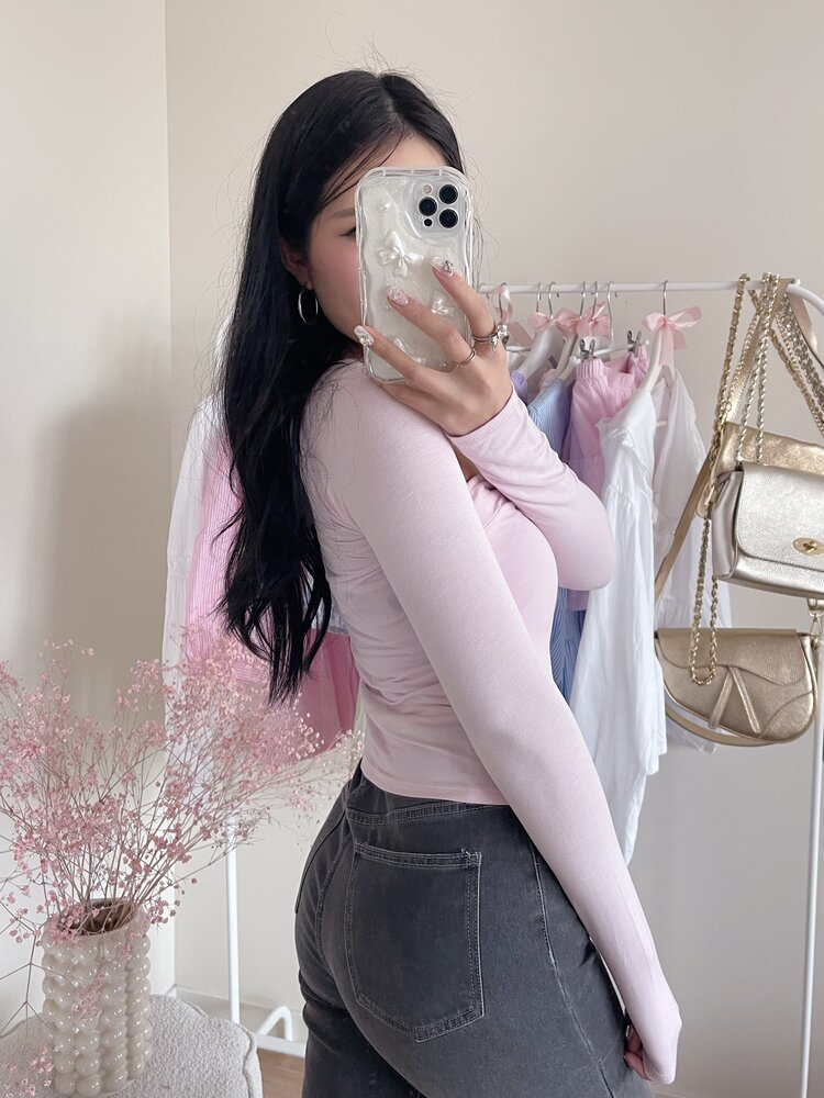 Amalie Square Neck Top / Baby Pink