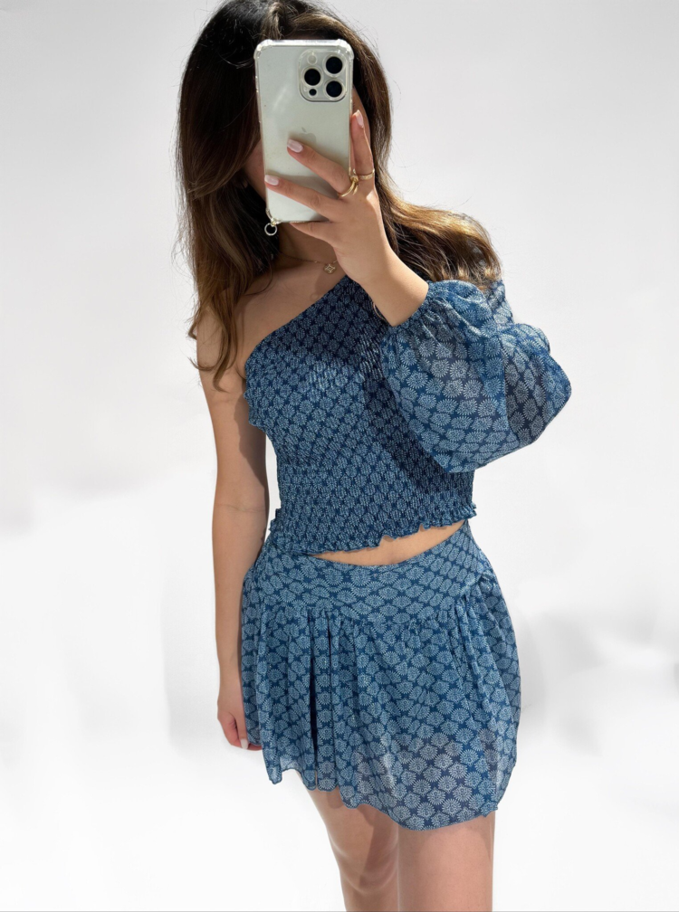 Lylou One Shoulder Top / Navy Blue