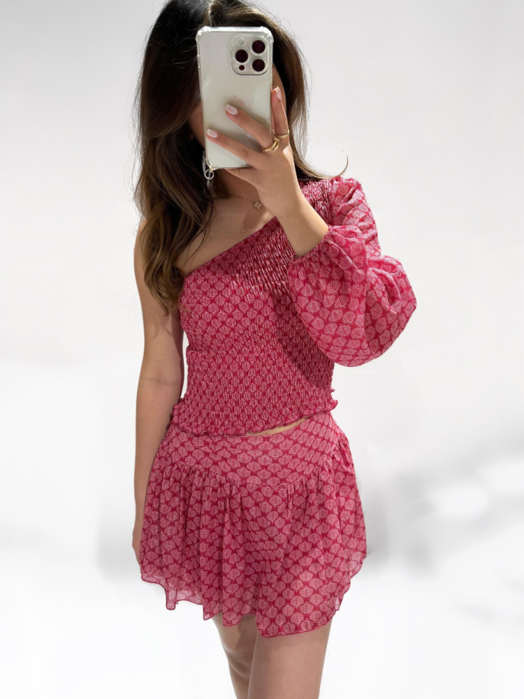 Lylou One Shoulder Top / Red Pink