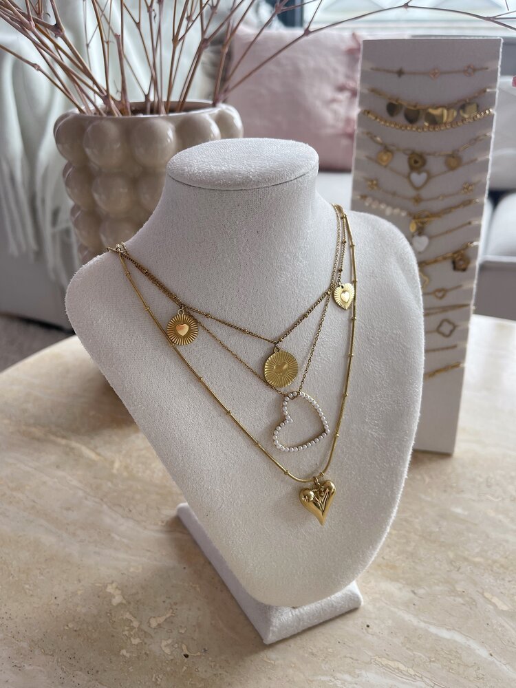 Gold Puffy Heart Ball Necklace