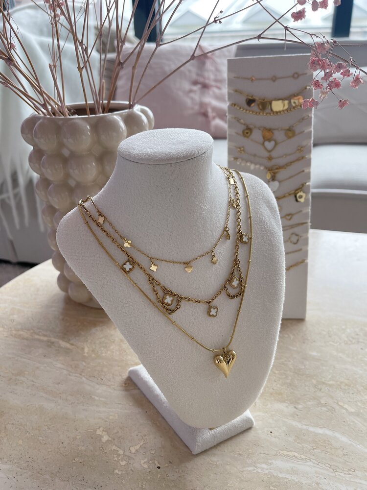 Gold Puffy Heart Ball Necklace