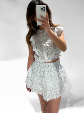 Rosalie Flower Crop Top / Blue