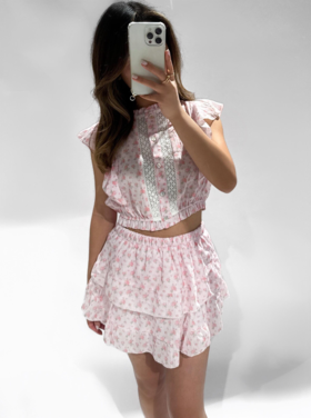 Rosalie Flower Crop Top / Pink
