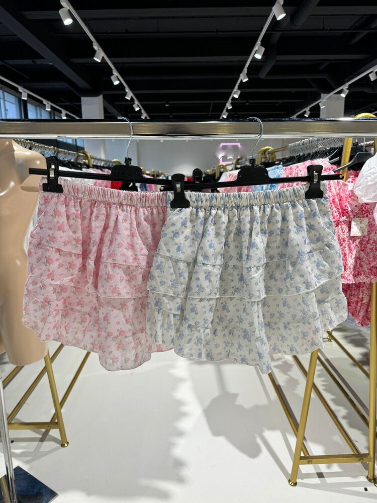 Rosalie Flower Ruffle Skort / Pink