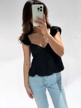 Yumi Sweetheart Top / Black