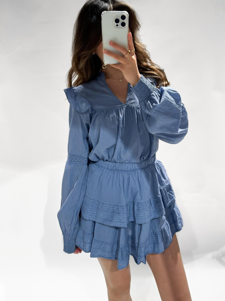 Lilly Ruffle Skort / Denim Blue