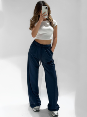 Jojo Loose Fit Trousers / Navy Blue