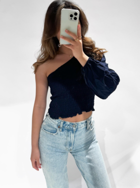 Asami One Shoulder Top / Navy Blue