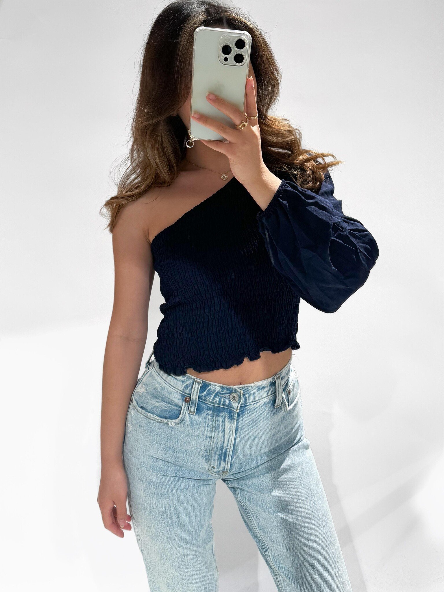 Asami One Shoulder Top / Navy Blue - Hello My Love
