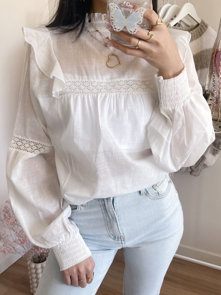 Lenae Ruffle Blouse / Cream