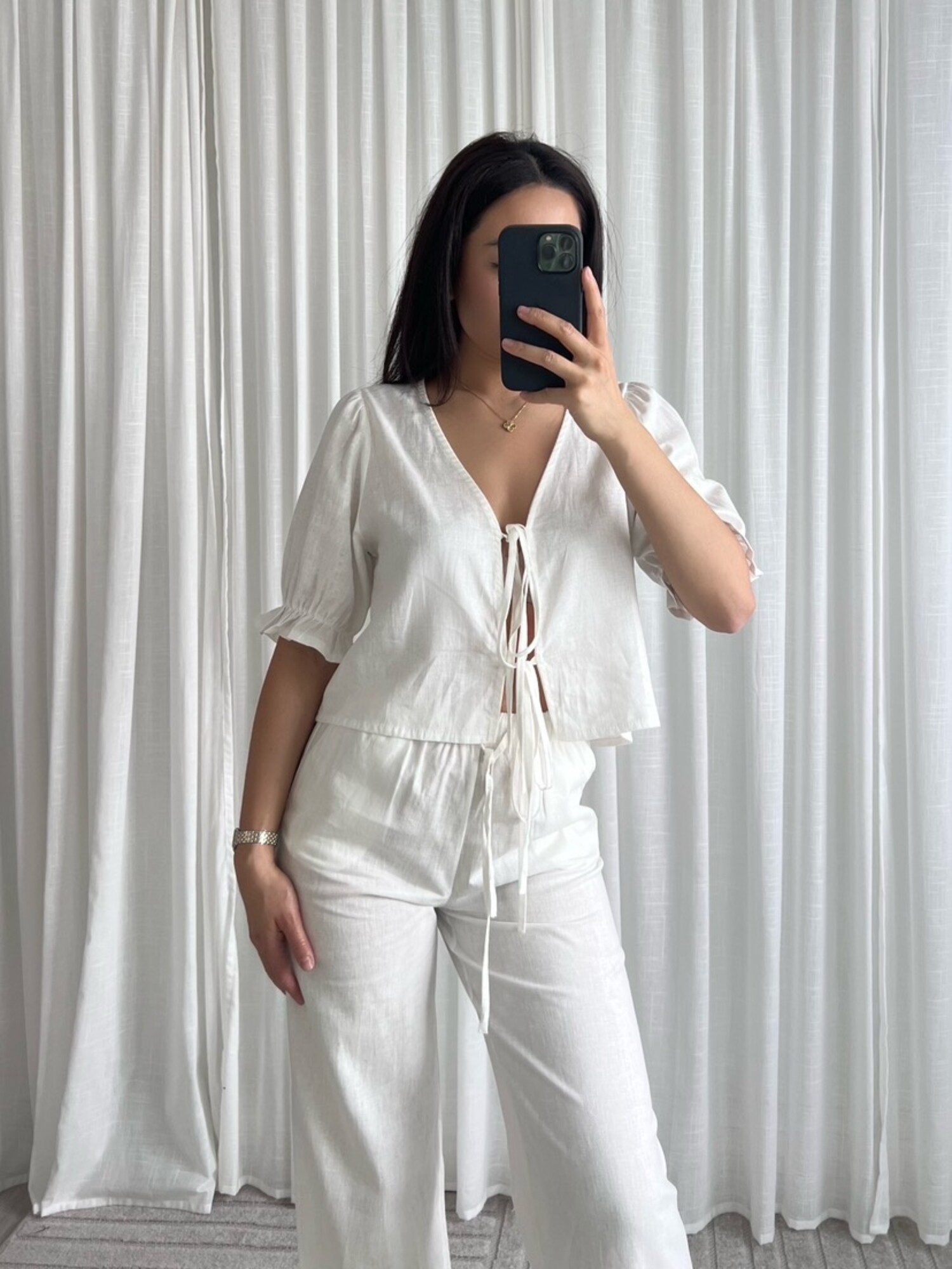 Joa Linen Bow Top / White - Hello My Love