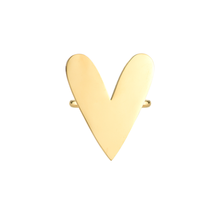 Gold Love Punch Heart Ring