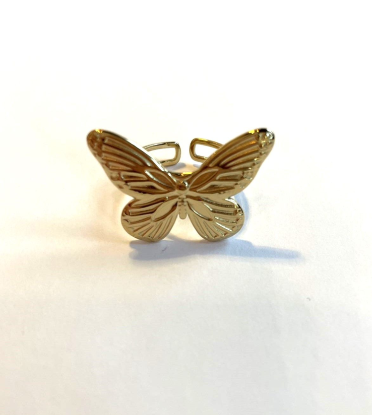 Gold Bold Butterfly Ring