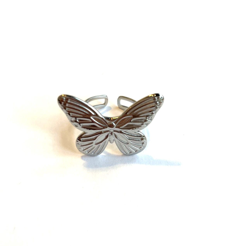Silver Bold Butterfly Ring