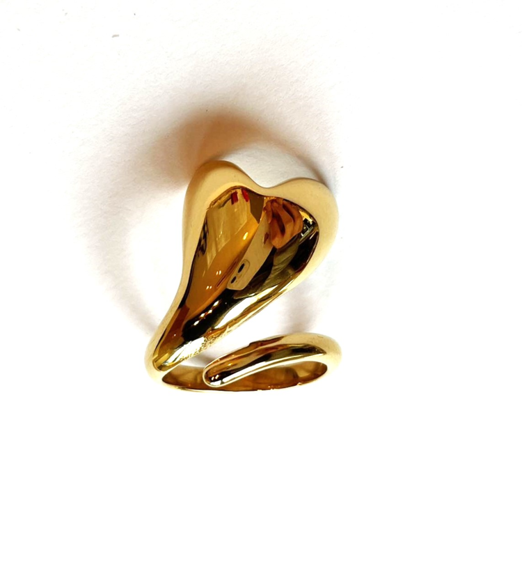 Gold Solid Heart Wrap Ring