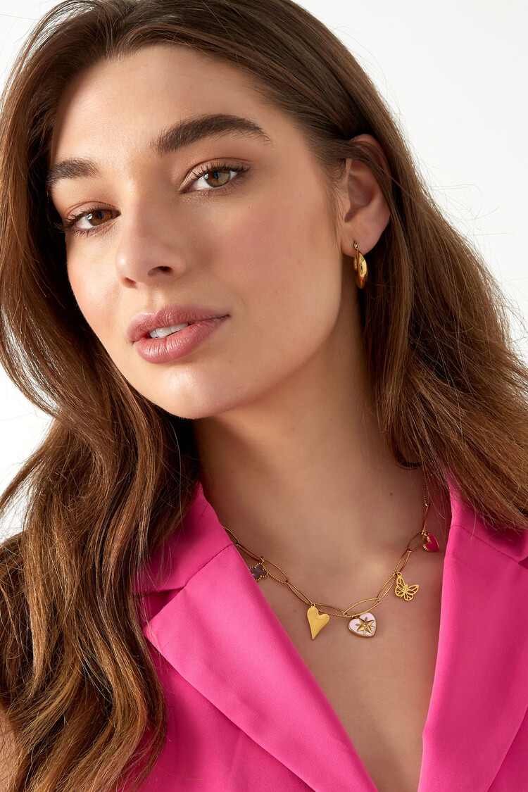 Gold Heart & Butterfly Charm Necklace