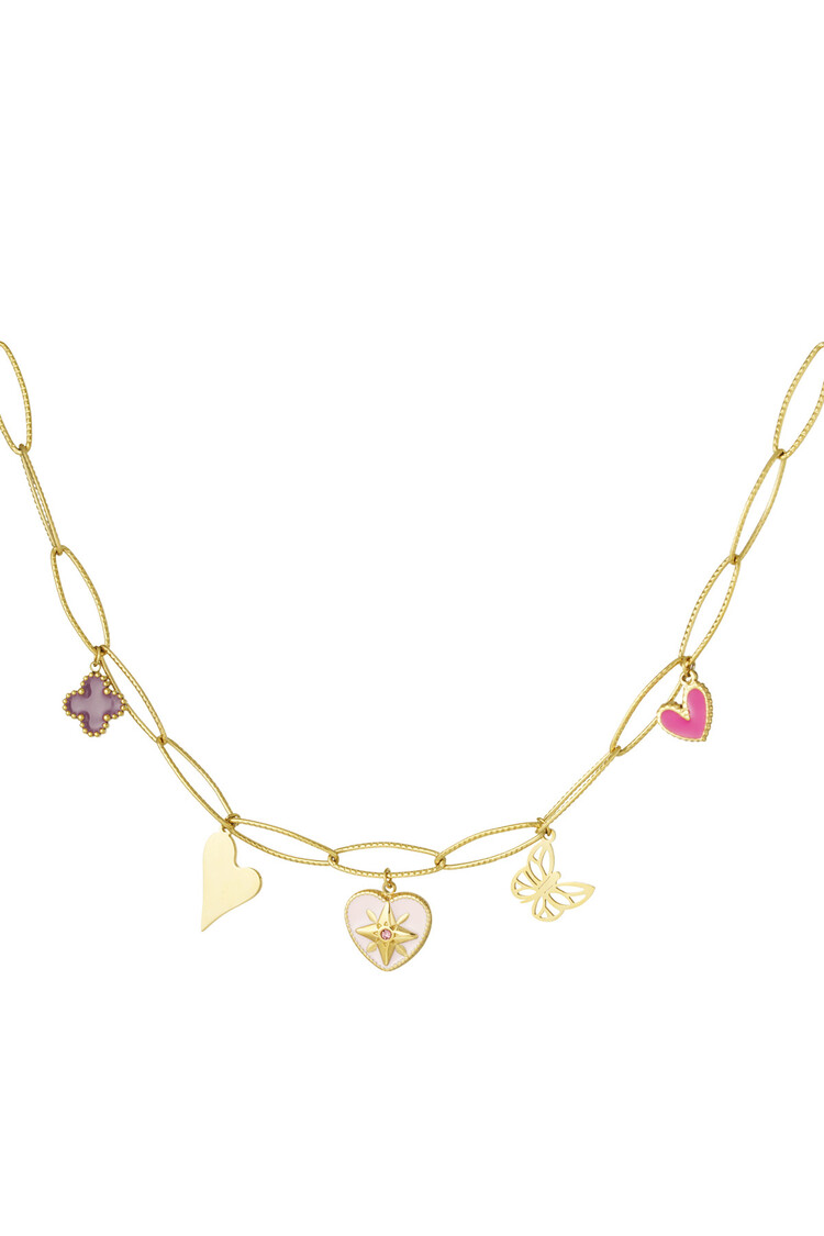 Gold Heart & Butterfly Charm Necklace