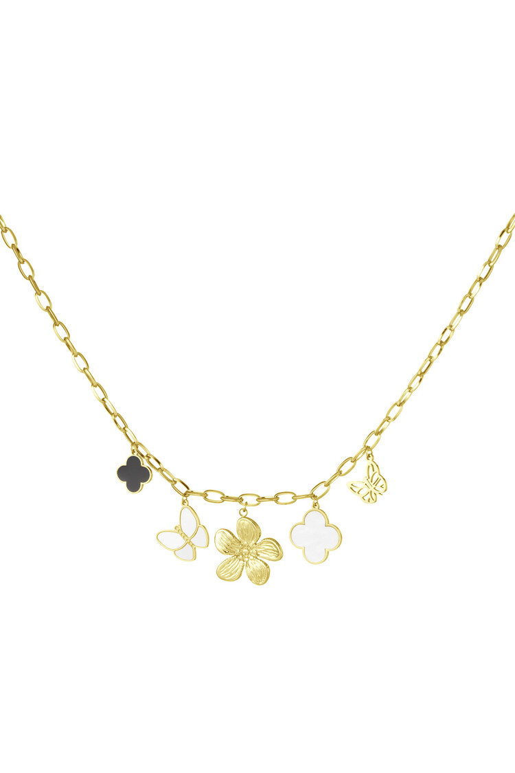 Gold Flower & Butterfly Charm Necklace