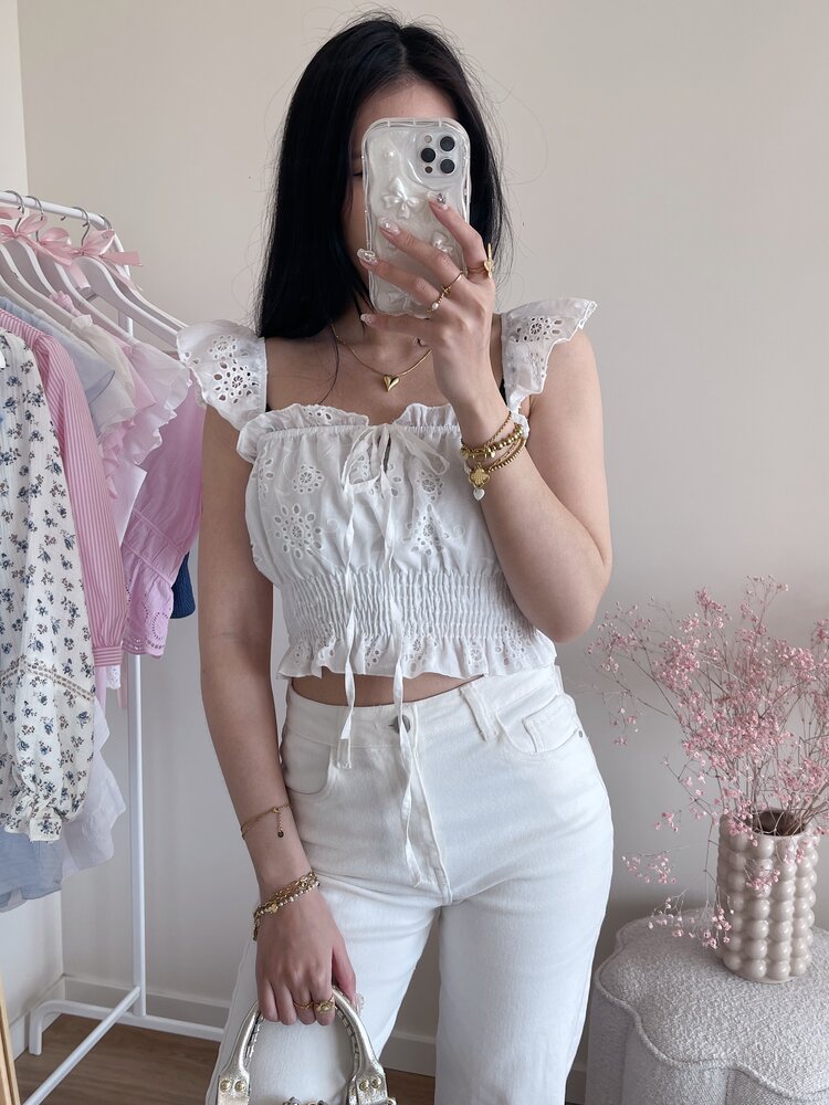 Kimmi Embroidered Top / White