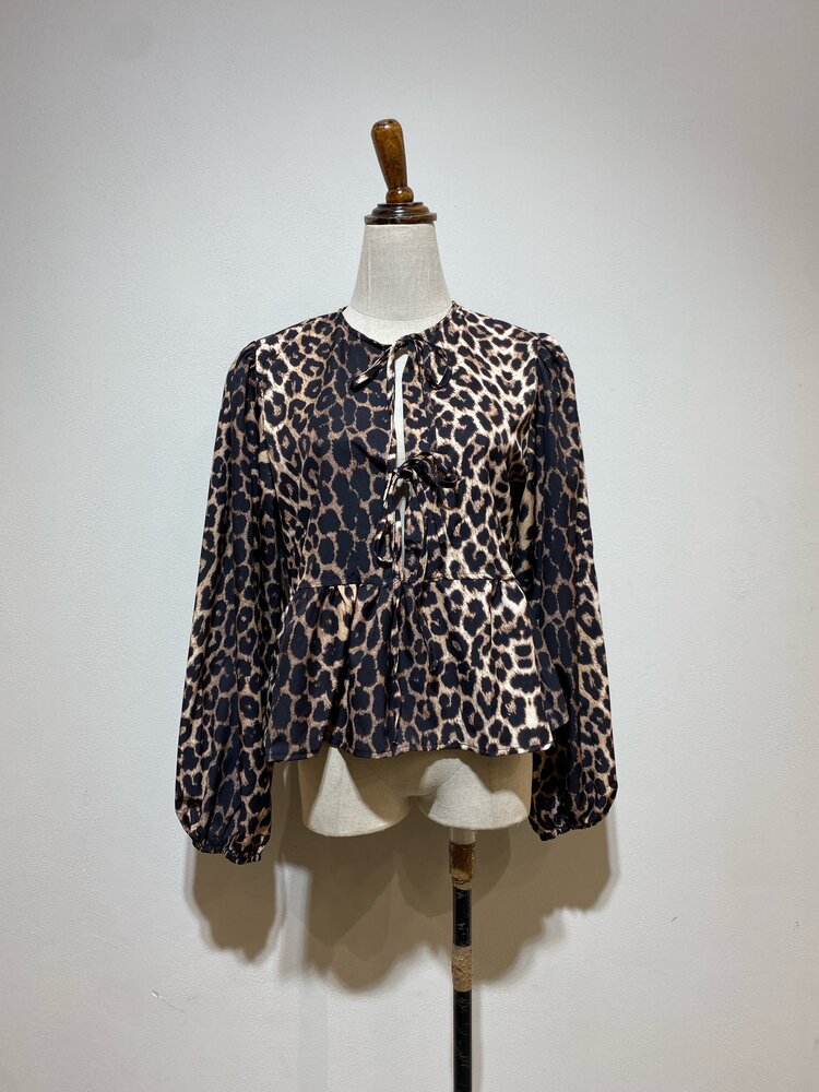 Misha Leopard Bow Blouse