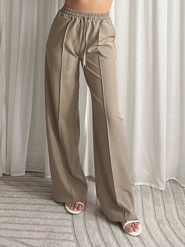 Lana Flowy Loose Fit Trousers / Taupe
