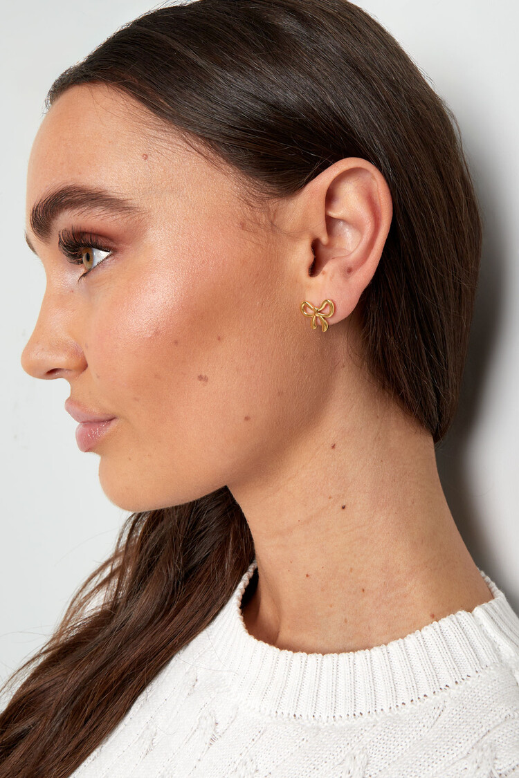 Gold Bow Stud Earrings