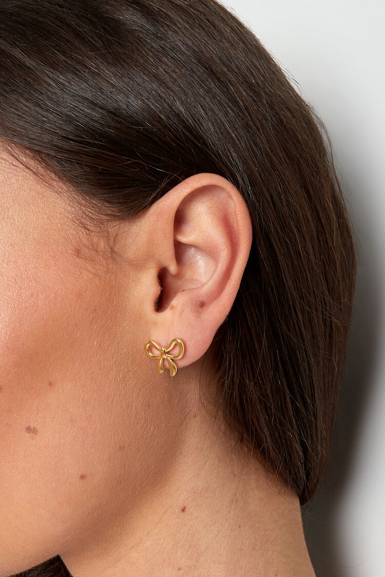 Gold Bow Stud Earrings