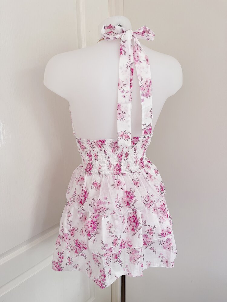 Helene Floral Halter Dress / Pink