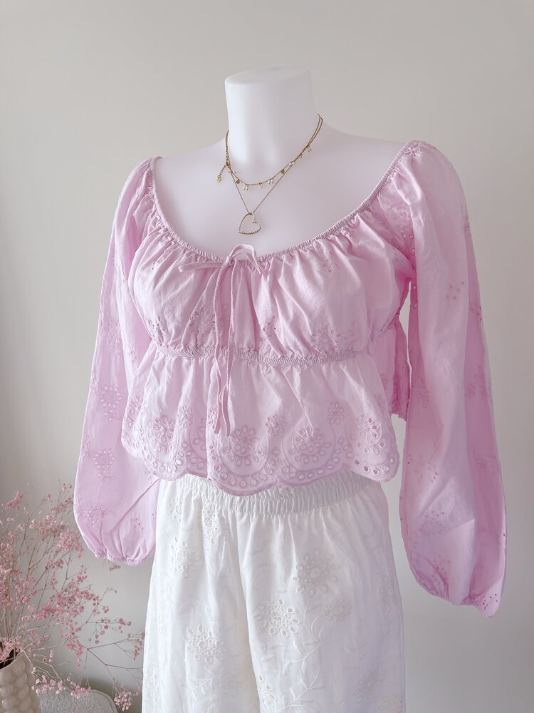 Nomi Embroidered Blouse / Baby Pink
