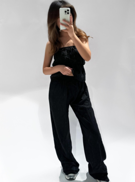 Fanette Linen Tall Trousers / Black
