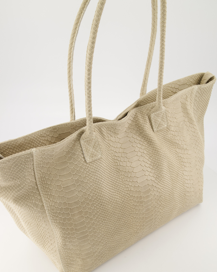 Margaux Croco Shoulder Bag / Beige