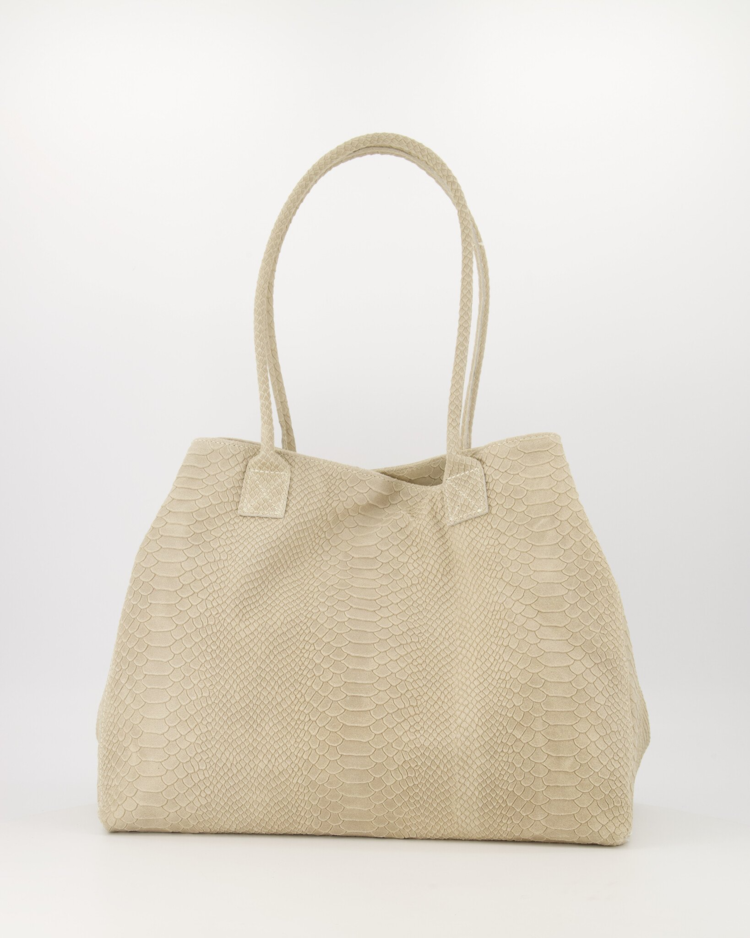 Margaux Croco Shoulder Bag / Beige