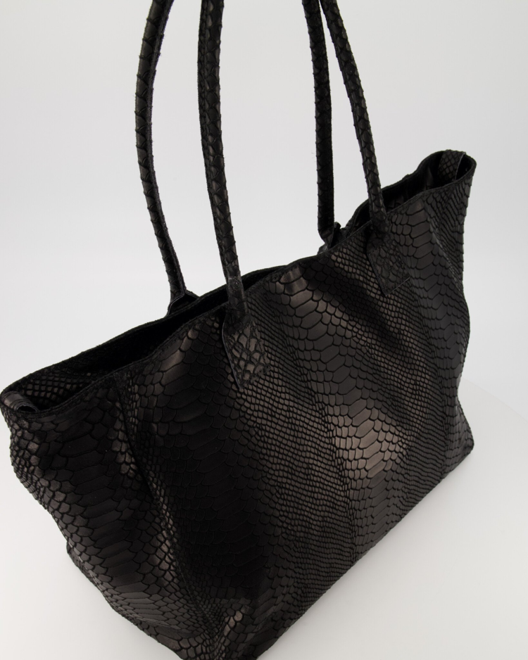 Margaux Croco Shoulder Bag / Black