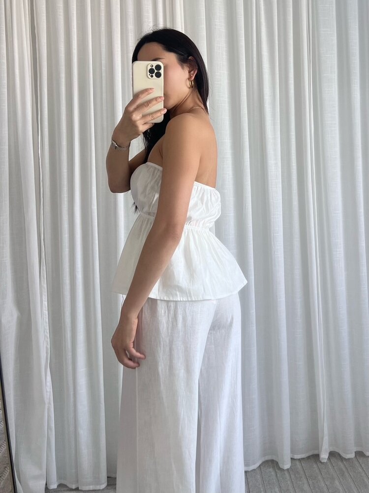 Livanna Linen Tube Top / White