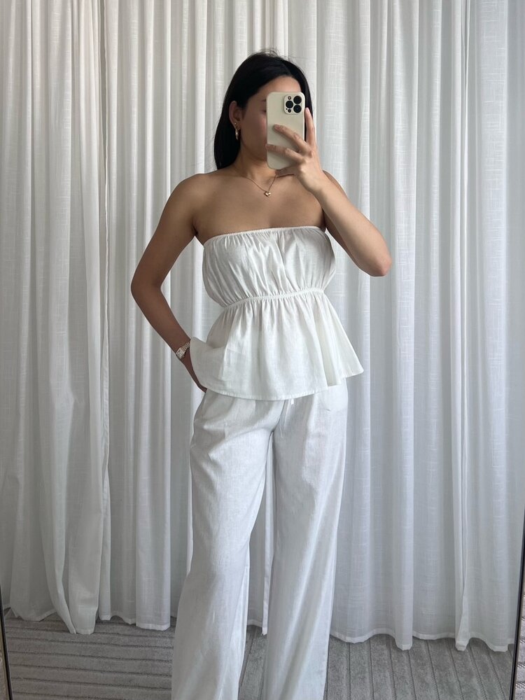 Livanna Linen Tube Top / White