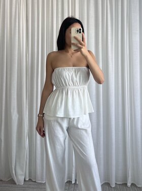 Livanna Linen Tube Top / White