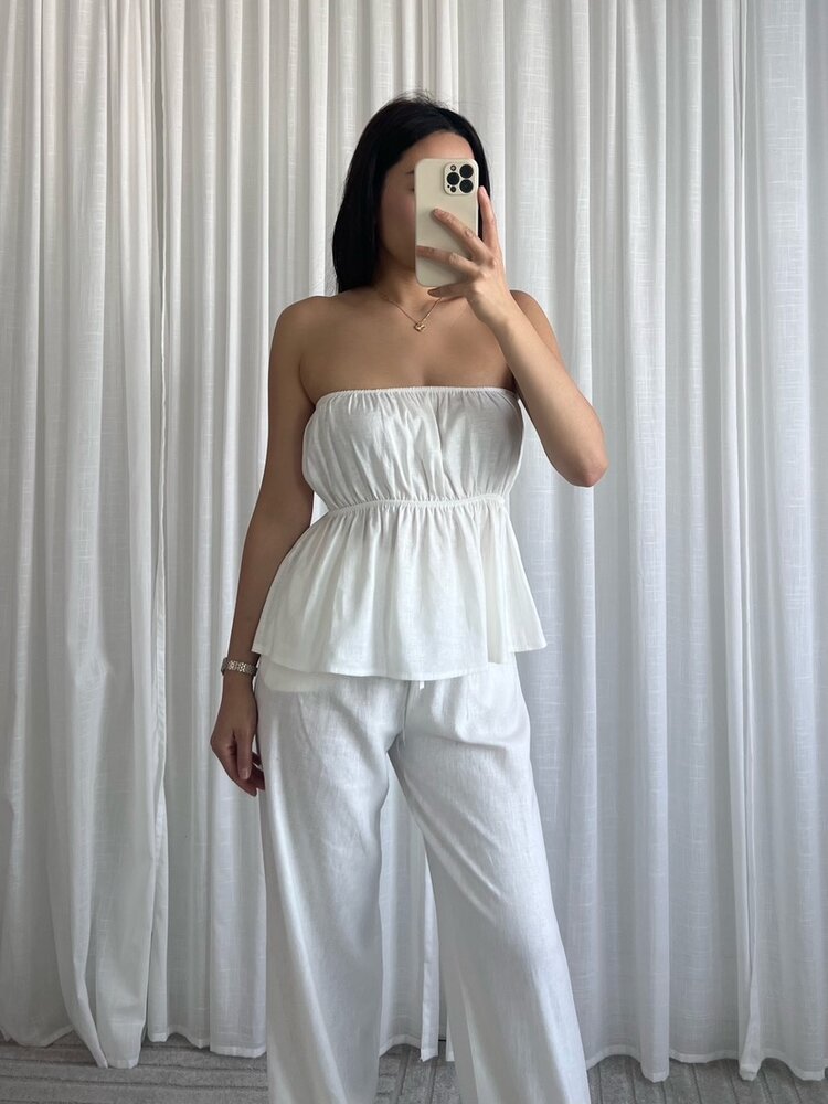 Livanna Linen Tube Top / White