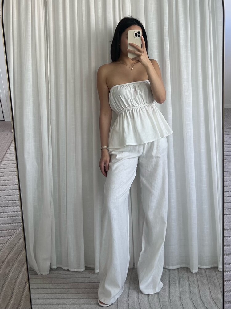 Livanna Linen Tube Top / White