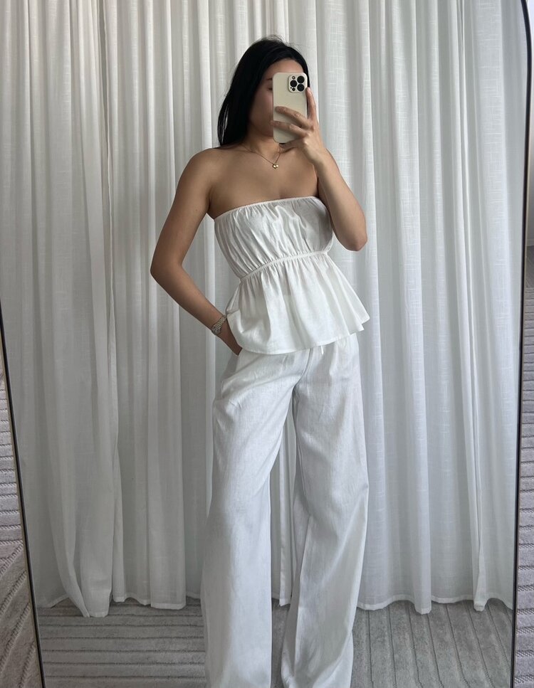Livanna Linen Tube Top / White