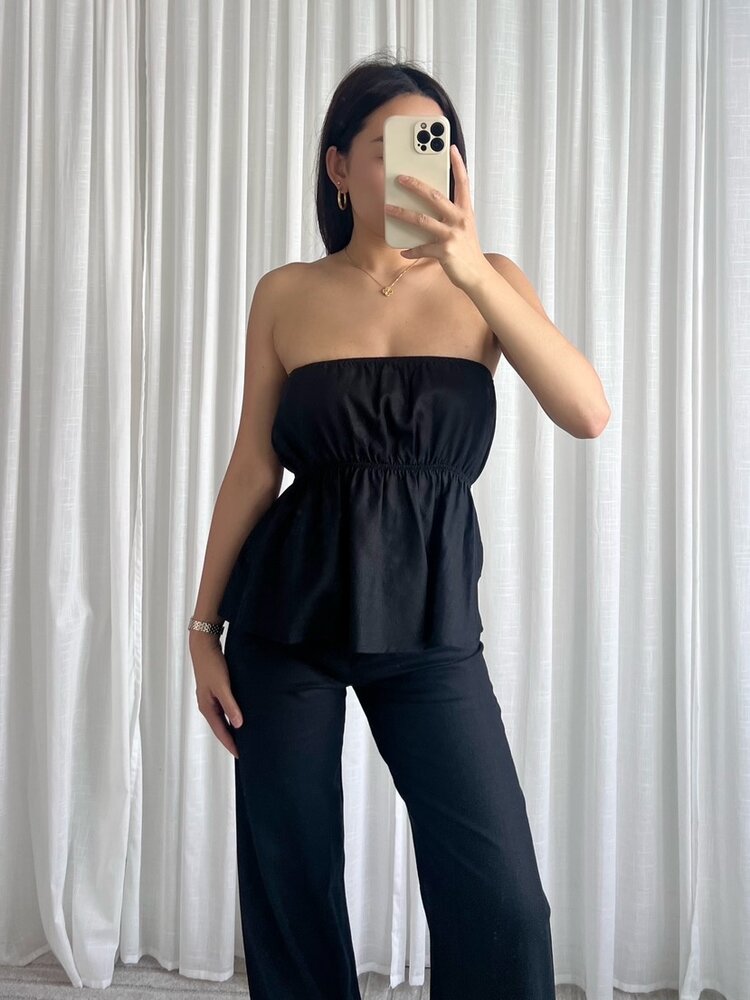 Livanna Linen Tube Top / Black