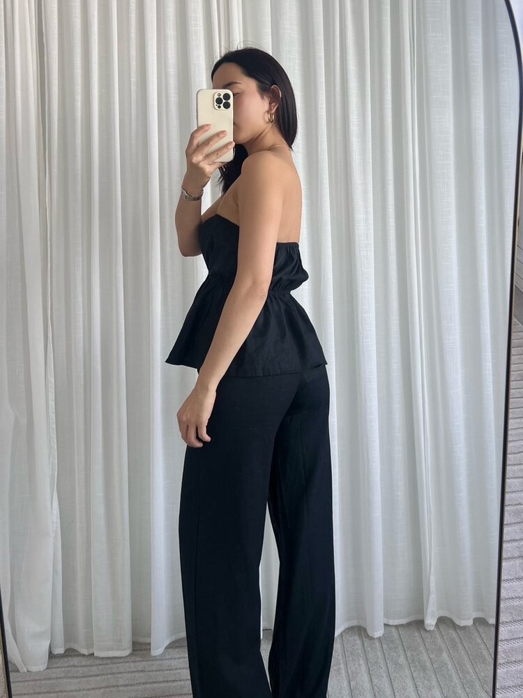 Livanna Linen Tube Top / Black