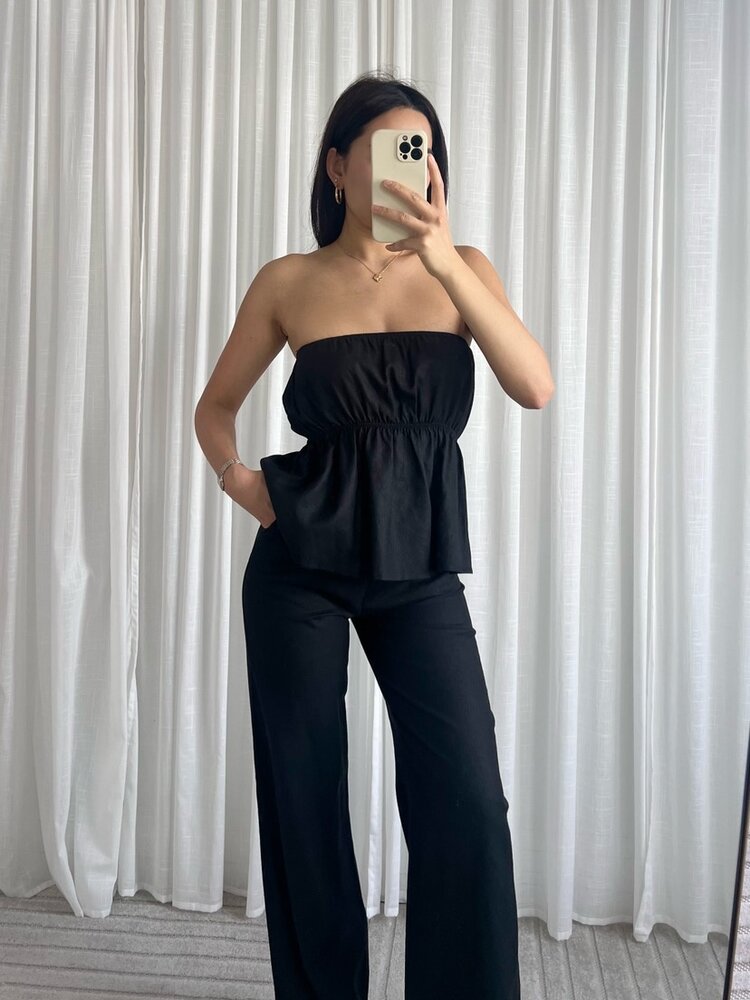 Livanna Linen Tube Top / Black