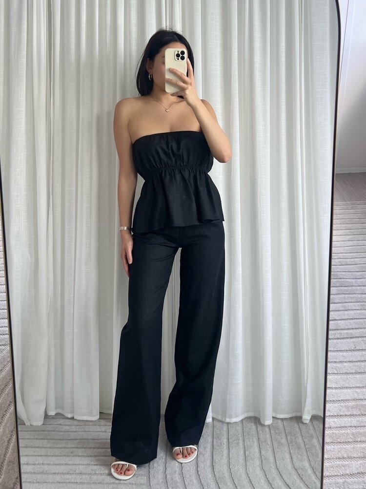 Livanna Linen Tube Top / Black